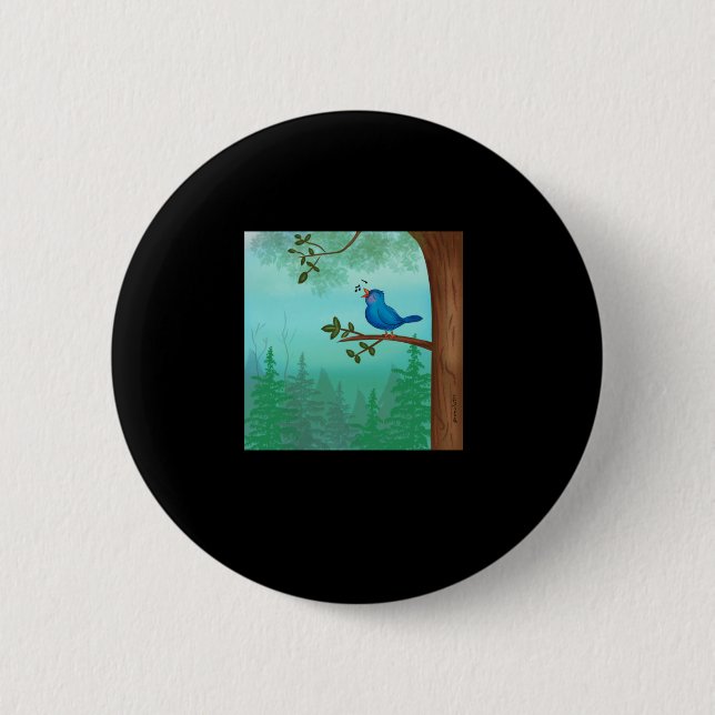 Blue-Bird-Aufkleber Button (Vorderseite)