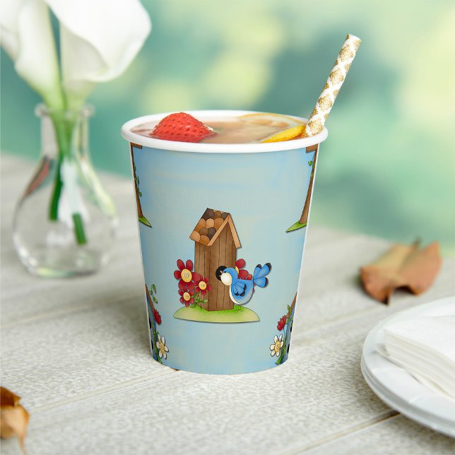 Blue Bird Birdhouse Pappbecher (Von Creator hochgeladen)