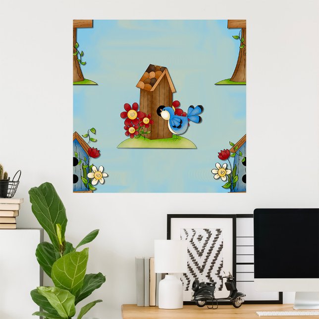 Blue Bird Birdhouse Poster (Von Creator hochgeladen)