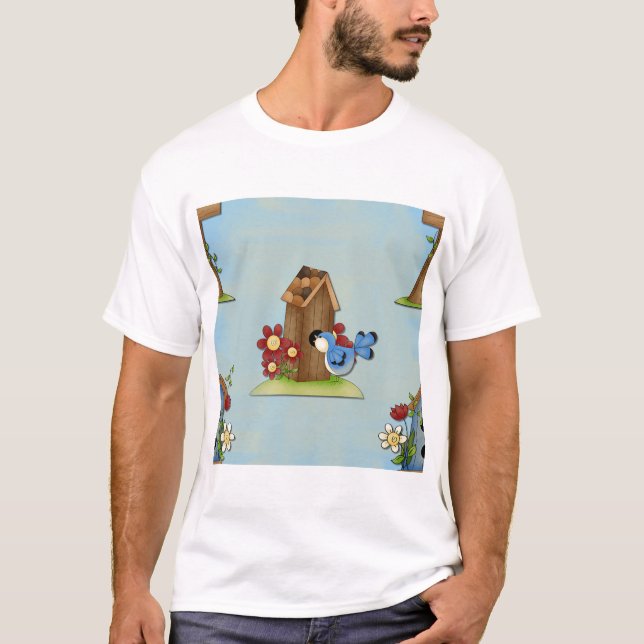 Blue Bird Birdhouse T-Shirt (Vorderseite)