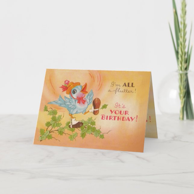 Blue Bird Birthday Card Karte (Vorderseite)