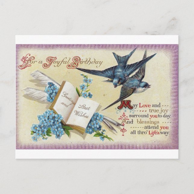Blue Bird Birthday Postkarte (Vorderseite)