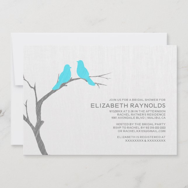 Blue Bird Bridal Dusche Einladungen (Vorderseite)