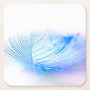 Blue Bird Feather Plume Rechteckiger Pappuntersetzer