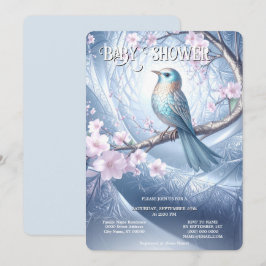 Blue Bird Floral Baby Shower Invitation Einladung