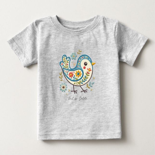 Blue Bird Floral Baby T - Shirt (Vorderseite)