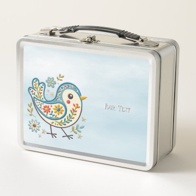 Blue Bird Floral Metal Lunch Box (Vorderseite)