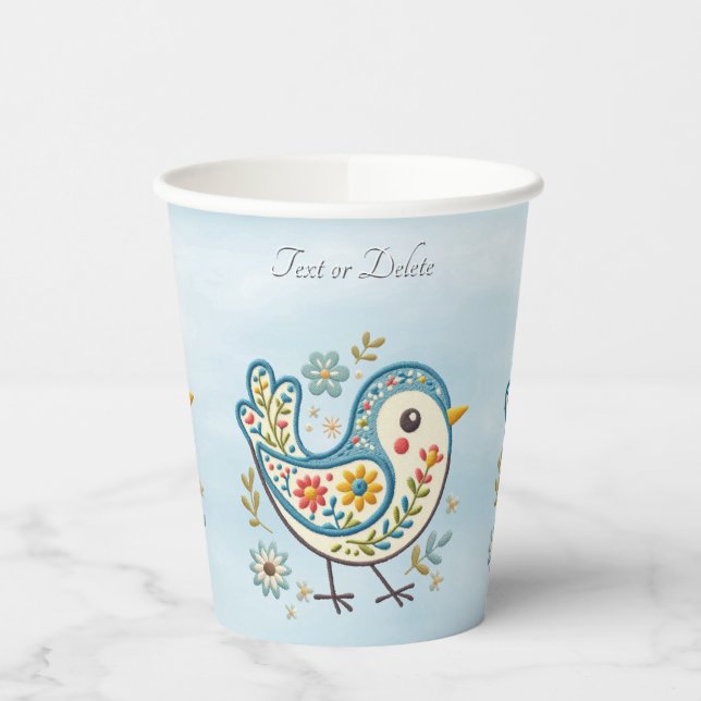Blue Bird Floral Paper Cups Pappbecher (Links)