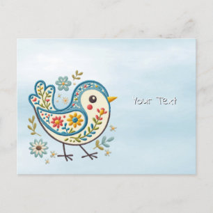 Blue Bird Floral Postcard Postkarte