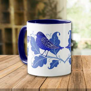 Blue Bird Folk Art Tasse
