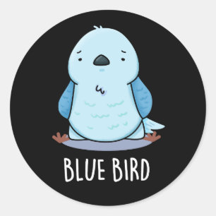 Blue Bird Funny Animal Pub Dark BG Runder Aufkleber