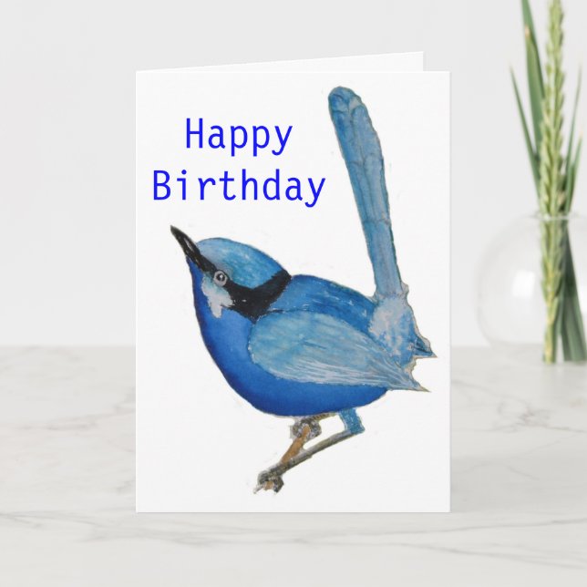 Blue Bird Happy Birthday Card Karte (Vorderseite)