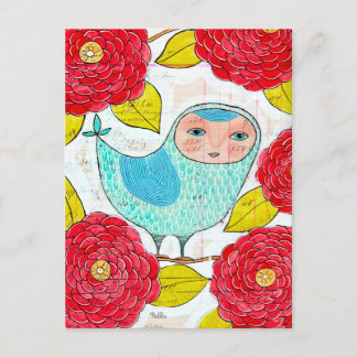 Blue Bird im Roten Frühling Garten Kunstmuseum Postkarte