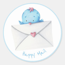 Blue Bird mit Letter und Heart Happy Mail