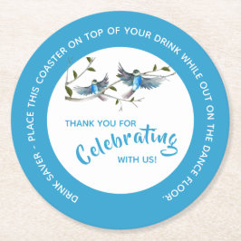Blue Bird of Happiness Drink Saver Paper Untersetz Runder Pappuntersetzer