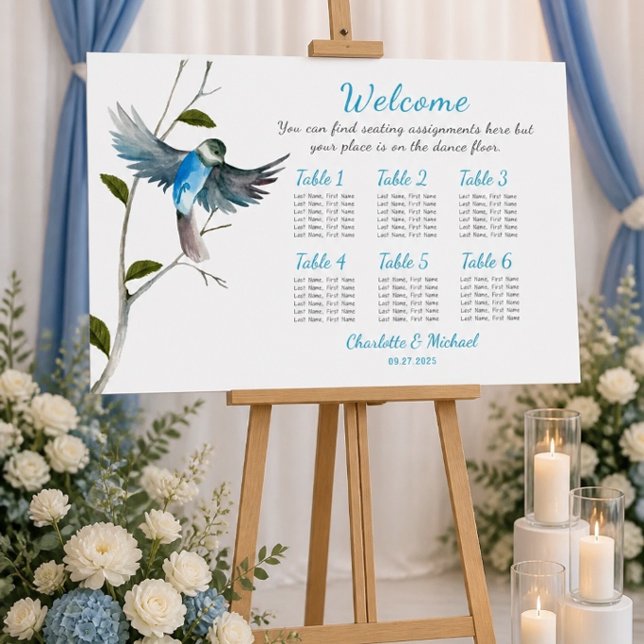 Blue Bird of Happiness Seating Chart 36"x24" Poster (Von Creator hochgeladen)