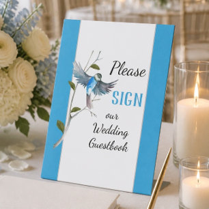 Blue Bird of Happiness Wedding Guestbook Sign Sockelschild