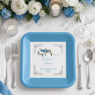 Blue Bird of Happiness Wedding Paper Teller