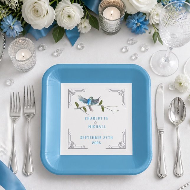 Blue Bird of Happiness Wedding Paper Teller (Von Creator hochgeladen)