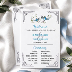 Blue Bird of Happiness Wedding Program Einladung