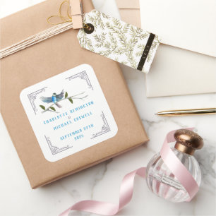 Blue Bird of Happiness Wedding Sticker