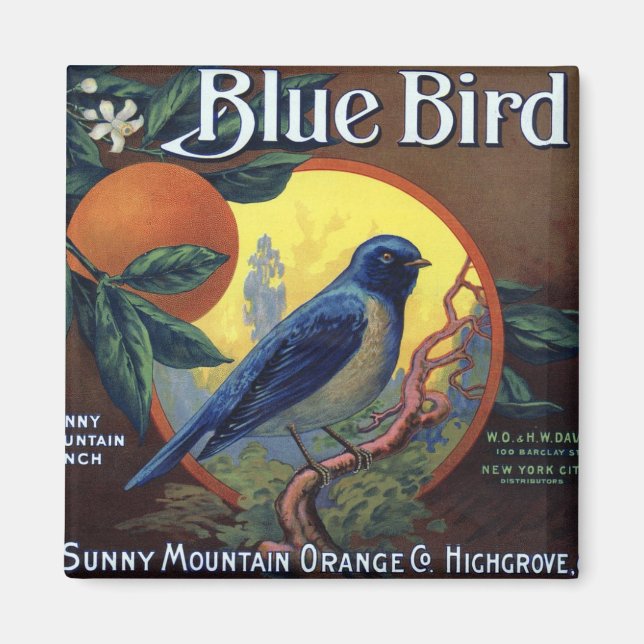 Blue Bird Orange Crate Label Magnet (Vorne)
