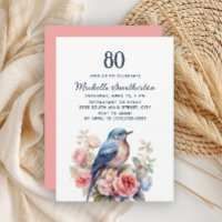 Blue Bird Pink Blume 80. Geburtstag