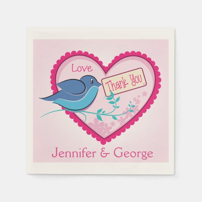 Blue Bird Pink Vielen Dank, dass ich das Blumenher Serviette (Vorderseite)