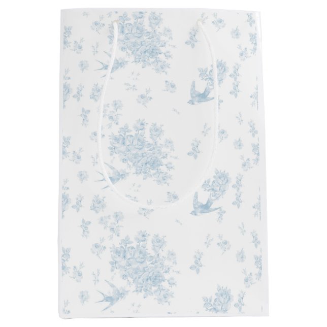 Blue Bird & Rose Wrapping Paper Mittlere Geschenktüte (Vorderseite)
