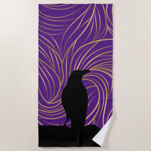 Blue Bird Silhouette Black Raven Strandtuch