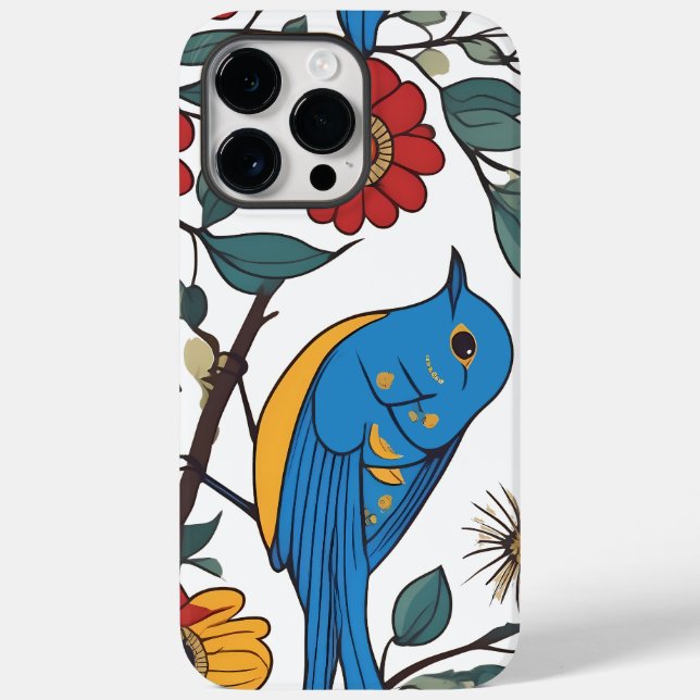 Blue Bird und Wildblume Folk Art Case-Mate iPhone Hülle (Rückseite)