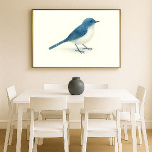Blue Bird Watercolor Art Poster