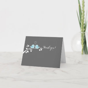 Blue Bird Wedding Couple Vielen Dank Note Card Dankeskarte