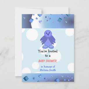 Blue Birdie Baby Shower Einladung