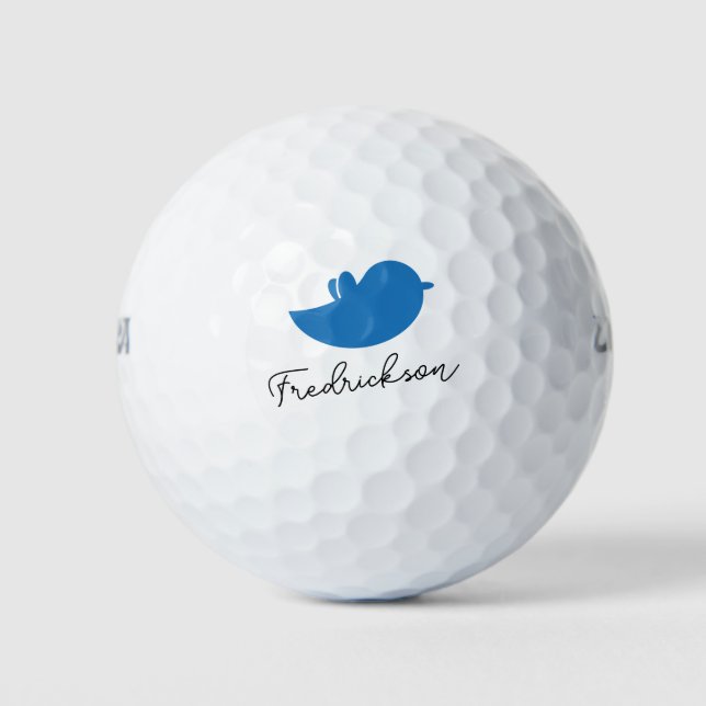 Blue Birdie Script Personalization Golfball (Vorderseite)