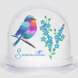 Blue Birdie Vergiss mich Nicht Blume 70. Geburtsta Schneekugeln