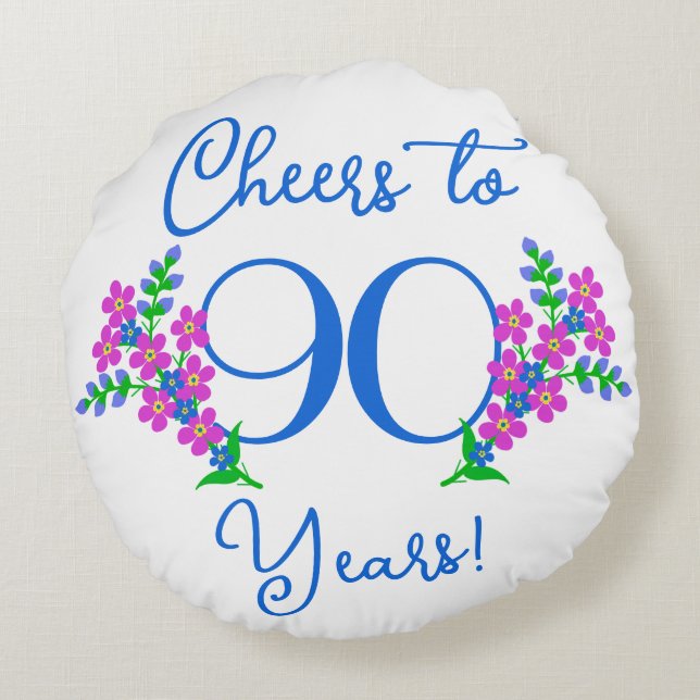 Blue Birdie Vergiss mich Nicht Blume 90. Geburtsta Rundes Kissen