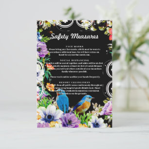 Blue Birds Botanical Safety Measurement Card Einladung