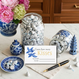 Blue birds "Guess How Many Kisses" Bridal Game Begleitkarte