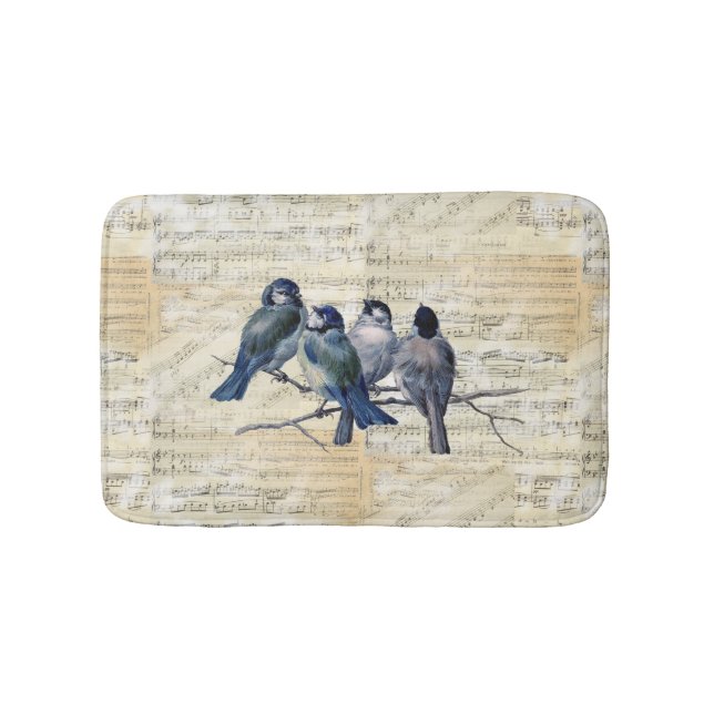 Blue Birds Vintages Blatt Music Bath Mat Badematte (Vorderseite)