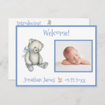 Blue Birth Foto Bear Baby Ankündigung