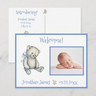 Blue Birth Foto Bear Baby Ankündigung