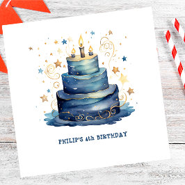 Blue Birthday cake Geburtstag Serviette
