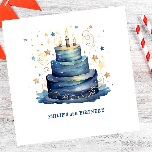Blue Birthday cake Geburtstag Serviette (Von Creator hochgeladen)