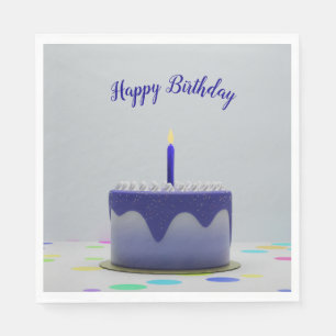 Blue Birthday Cake Serviette