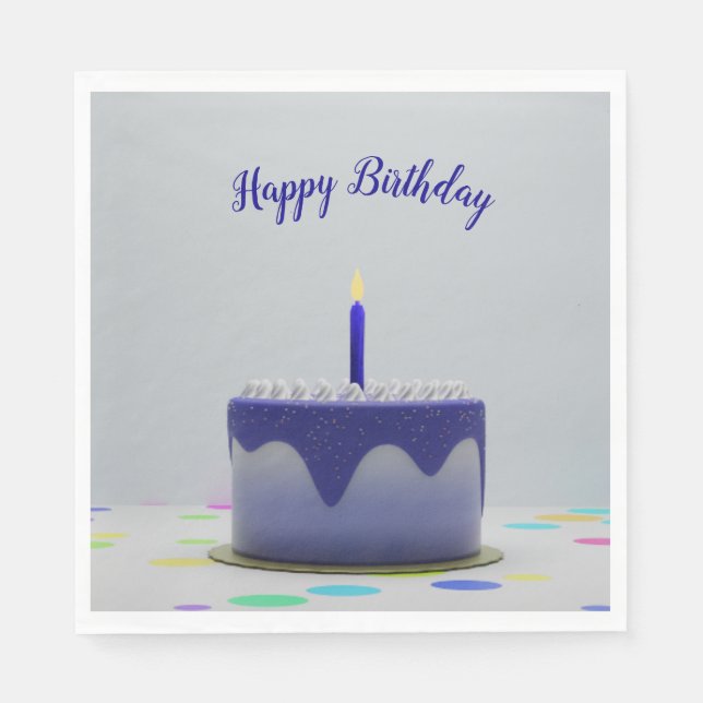 Blue Birthday Cake Serviette (Vorderseite)