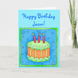 Blue Birthday Card mit Cake Karte