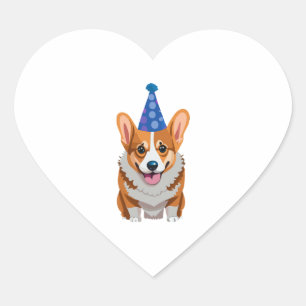 Blue Birthday Corgi Classic T - Shirt Herz-Aufkleber