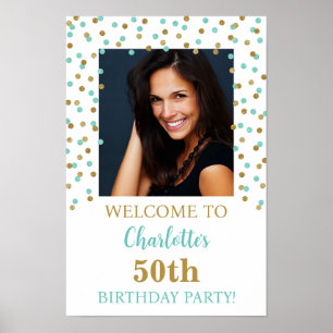 Blue Birthday Party Custom 12x18 Foto Poster