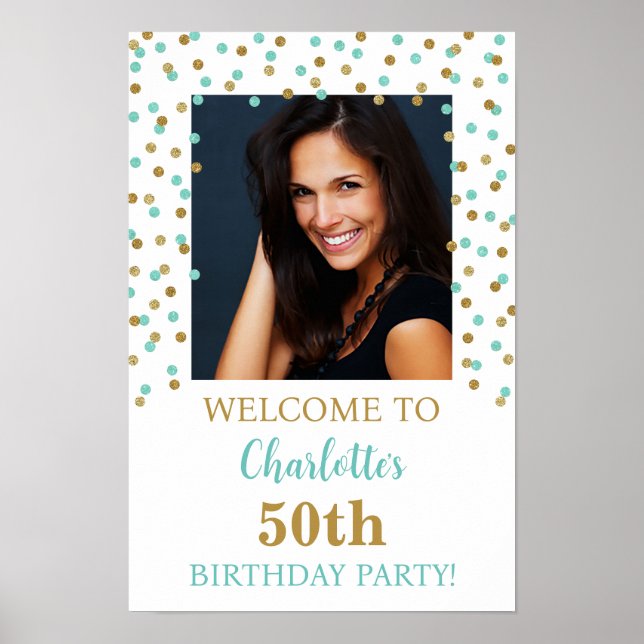 Blue Birthday Party Custom 12x18 Foto Poster (Vorne)